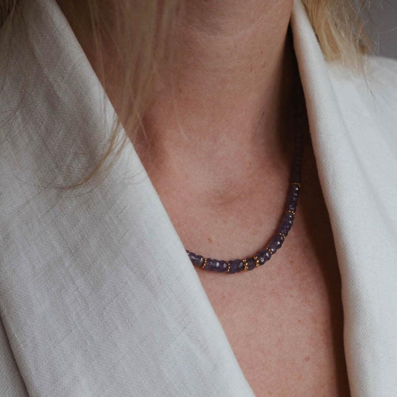 Tanzanite 45 carat Gold Filled Bead Necklace