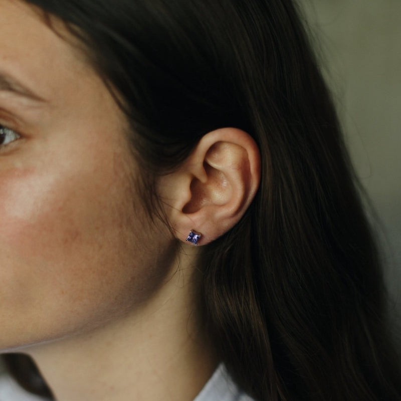 Tanzanite White Gold Stud Earrings