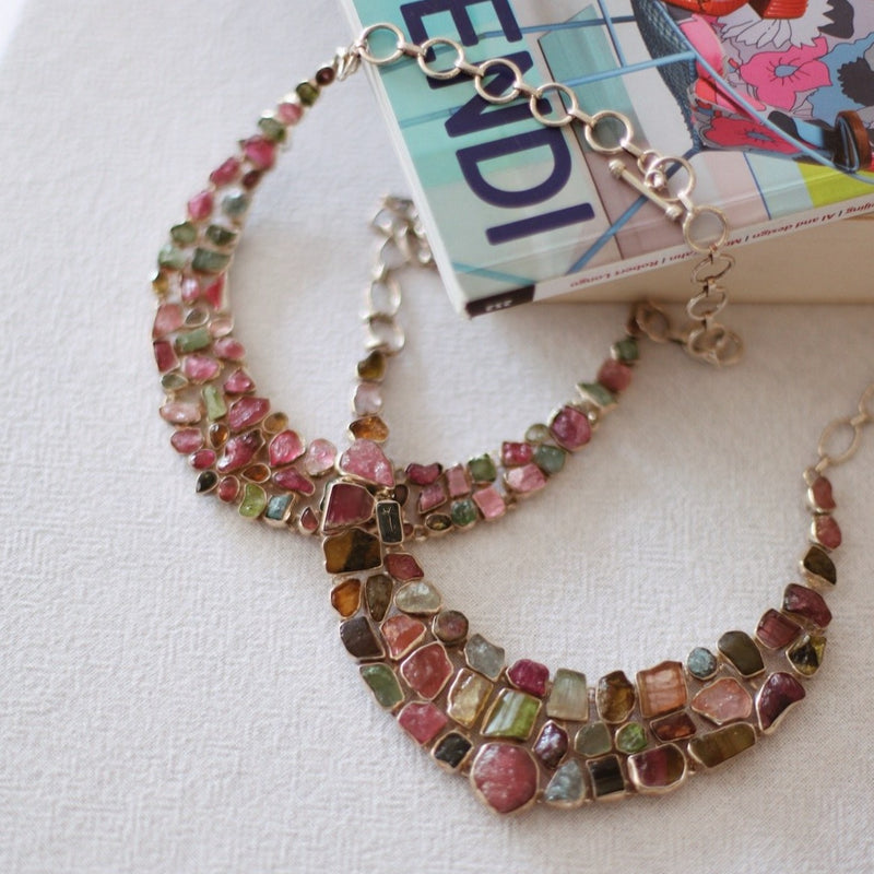 Tourmaline Mixed Rough Giraffe Necklace