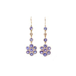Tanzanite & Diamond Flower Drop Earrings