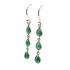 Emerald Rose Cut Carat 3 Stone Drop 14kt Earrings