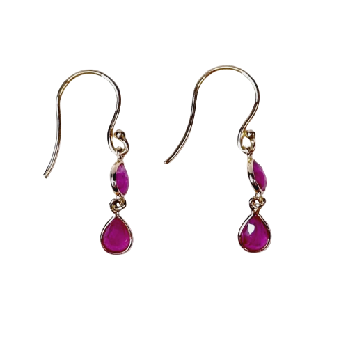Ruby Rose Cut 0.78  carats  Drop 14kt Earrings