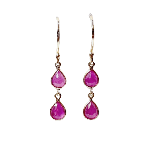 Ruby Rose Cut 0.78  carats  Drop 14kt Earrings