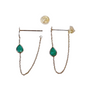 Emerald Rose Cut  0.955 carat Chain Stud  14kt Gold Earrings