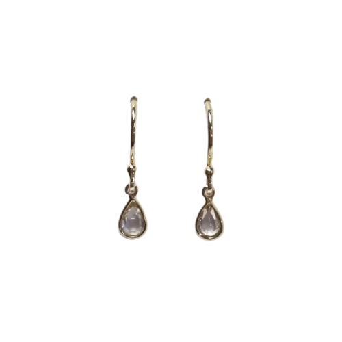 Diamond Drop Hoop Earrings