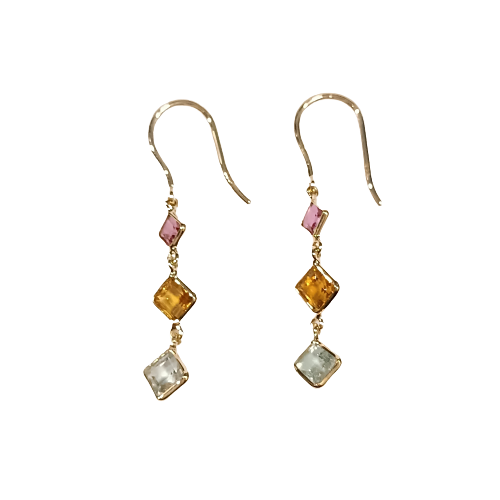 Tourmaline Drop Hoop Earrings