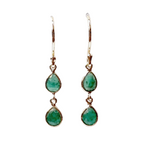Emerald Rose Cut 0.88 Drop 14kt Gold Earrings
