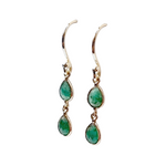 Emerald Rose Cut 0.88 Drop 14kt Gold Earrings