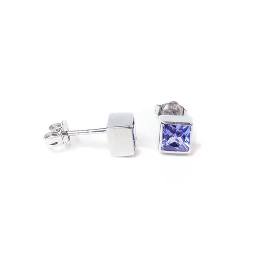 Tanzanite White Gold Stud Earrings