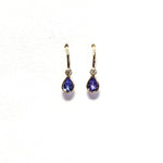 Tanzanite Rose Cut & Diamond Drop Gold Earrings