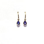 Tanzanite Rose Cut 0.55 carat  & Diamond Drop Gold Earrings