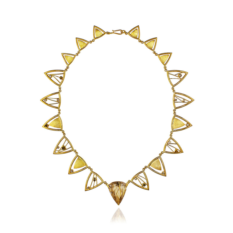Rutilated Quartz & Diamond Necklace