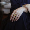 Turquoise Yellow Gold & Silver Leaf Ring