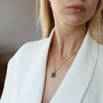 Kyanite Engraved Gold Necklace