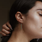 Emerald Rose Cut Carat 3 Stone Drop 14kt Earrings