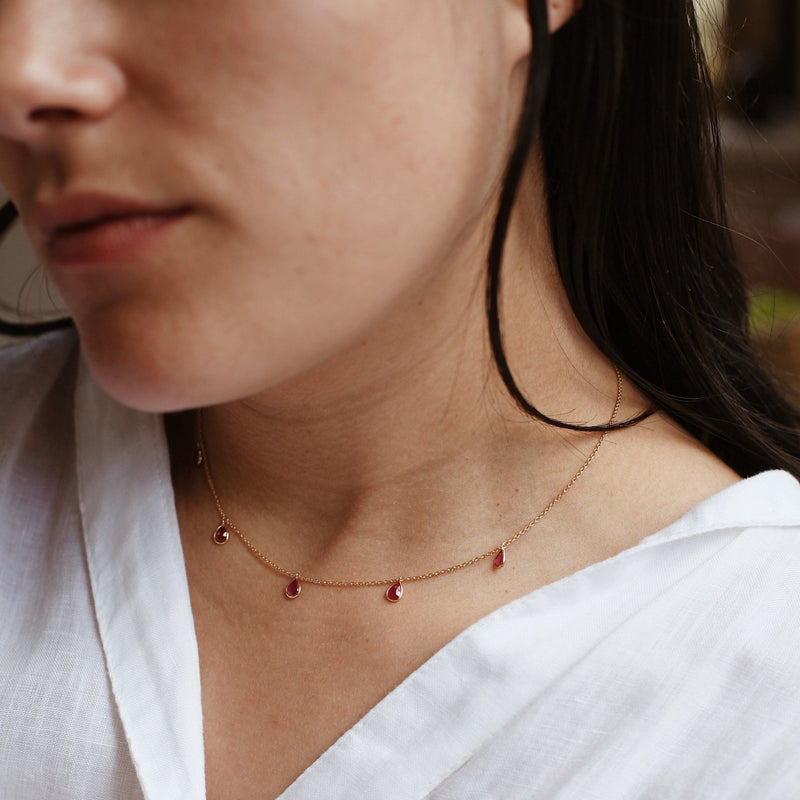 Ruby Rose Cut 1.80 carat  Chain 14kt Gold Necklace