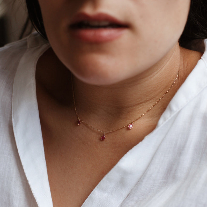 Ruby Rose cut 1.23 carat gold 14kt Chain Necklace