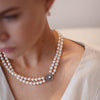 Pearl Necklace with Sapphire Clasp