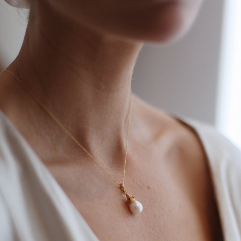 Pearl & Ruby Drop Pendant