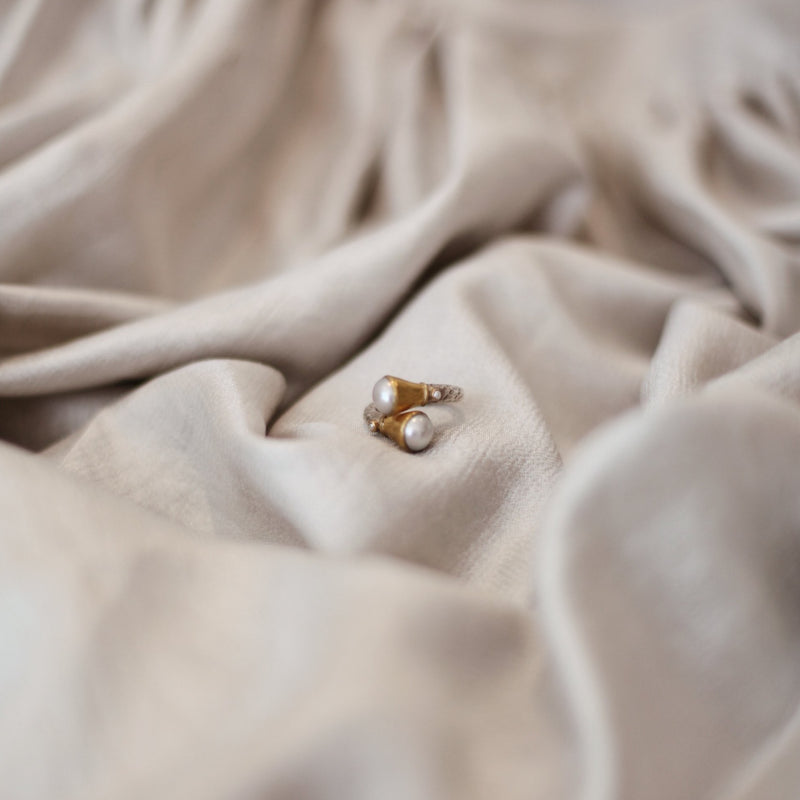 Pearl & Ruby Gold & Silver Ring
