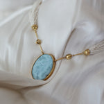 Pearl, Larimar, Diamond & Aquamarine Necklace