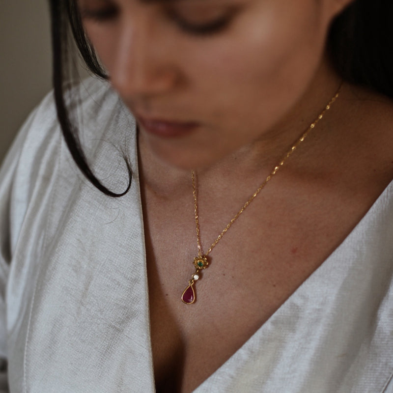 Ruby Emerald & Diamond Pendant