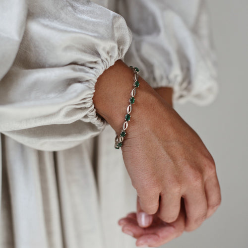 Emerald Silver Bracelet