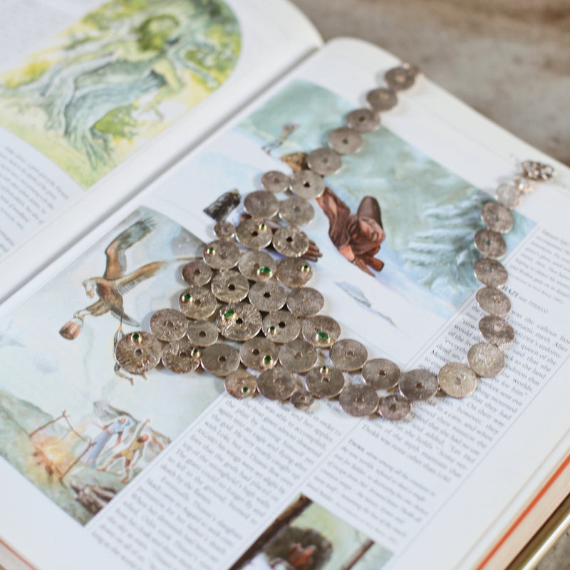 Emerald Silver & Gold Giraffe Necklace