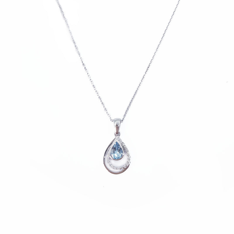 Aqua & Diamond  White Gold Necklace