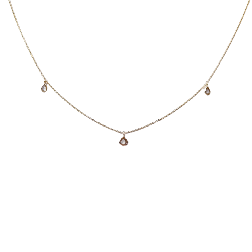 Diamond Rose Cut Drop Chain Necklace