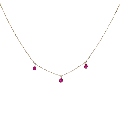 Ruby Rose cut 1.23 carat gold 14kt Chain Necklace
