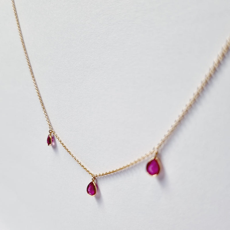 Ruby Rose cut 1.230 carat gold 14kt Chain Necklace