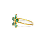 Emerald & Diamond Flower 14kt Gold Ring