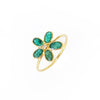 Emerald & Diamond Flower 14kt Gold Ring