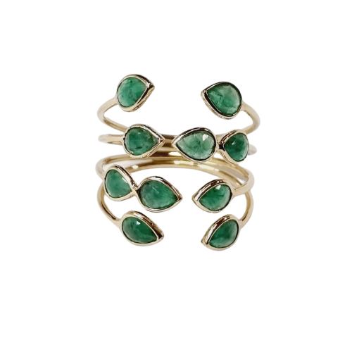 Emerald Rose Cut  2.385 carat set in 14kt Gold Ring