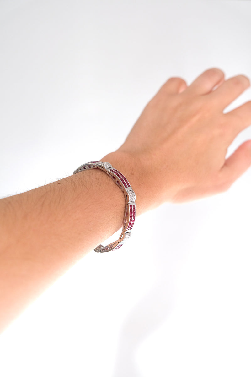 Ruby & Diamond White Gold Bracelet