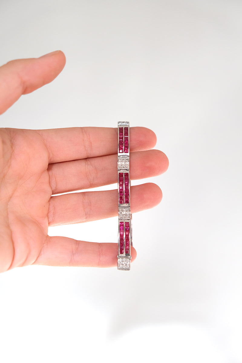 Ruby & Diamond White Gold Bracelet