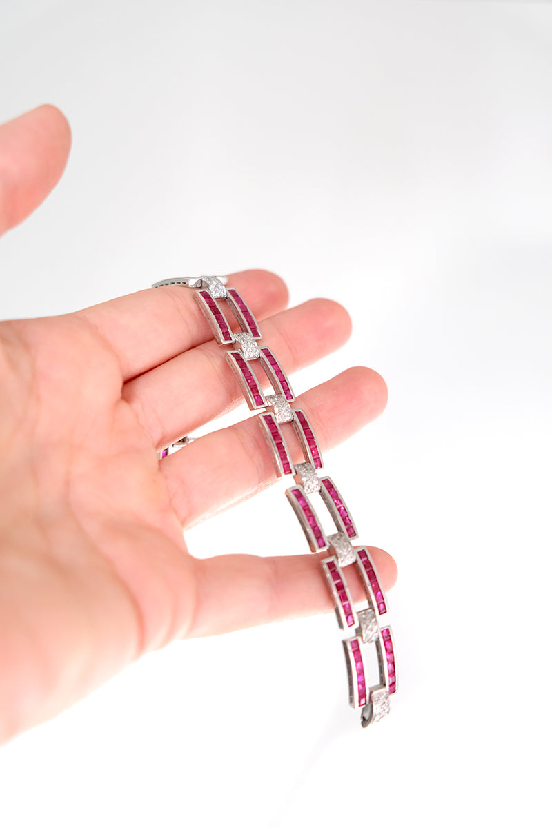 Ruby & Diamond White Gold Bracelet