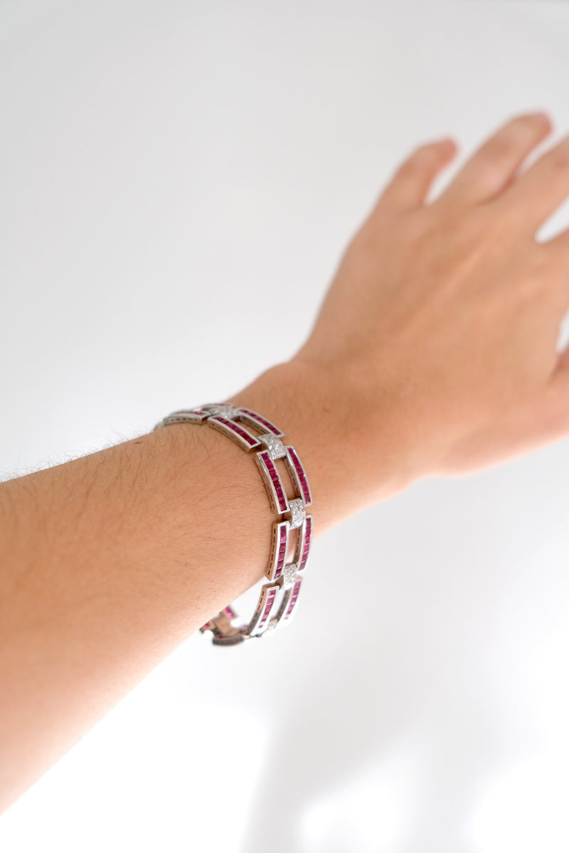 Ruby & Diamond White Gold Bracelet