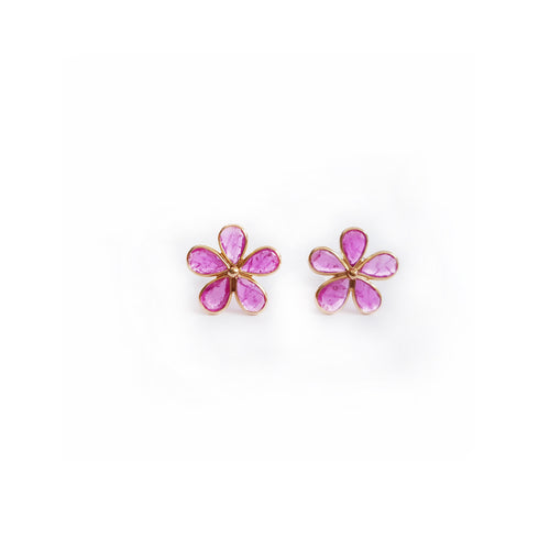 Ruby Flower  2.00 carats Stud Earrings