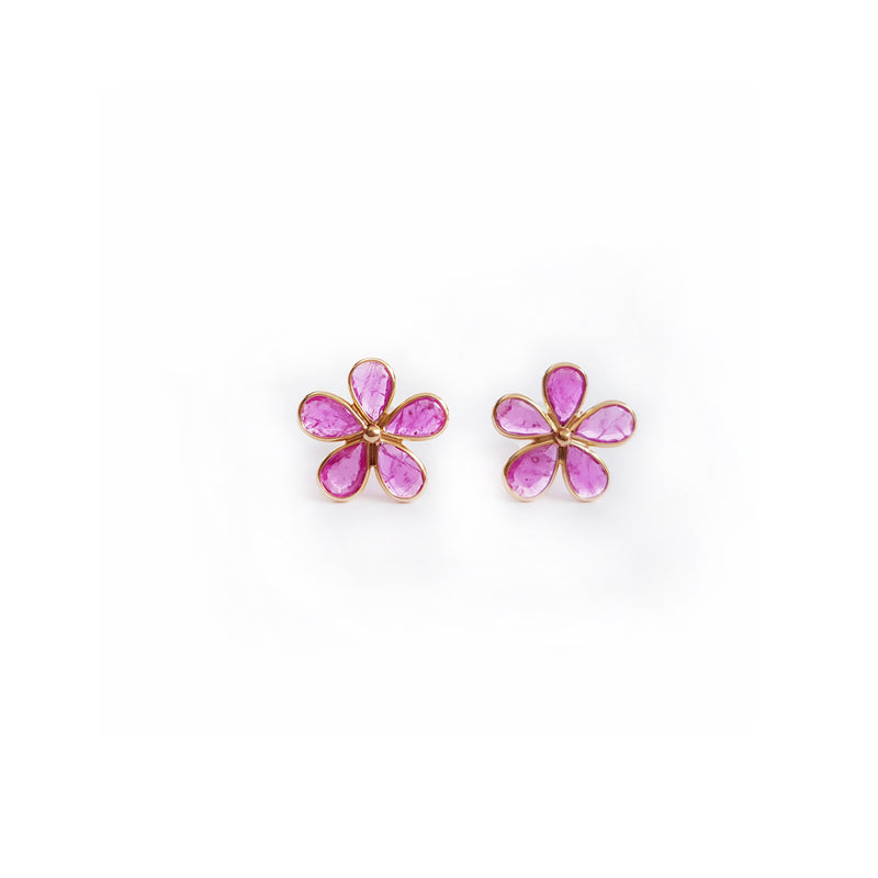 Ruby Flower  2.00 carats Stud Earrings