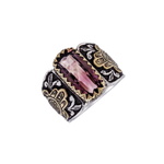 Tourmaline Hamsa Gold & Silver Ring