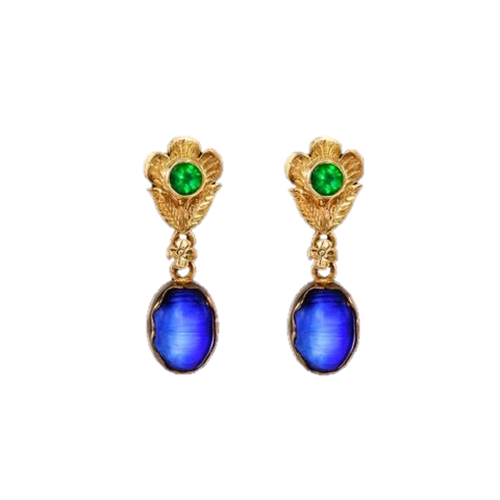 Tsavorite  & Kyanite Earrings