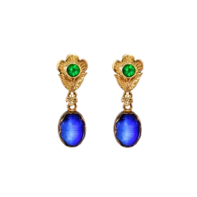 Tsavorite  & Kyanite Earrings