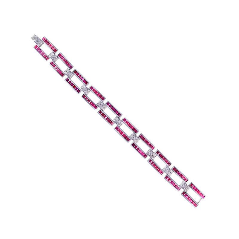 Ruby & Diamond White Gold Bracelet