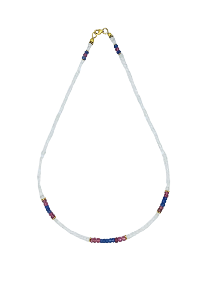 Rainbow Moonstone & Tanzanite Necklace