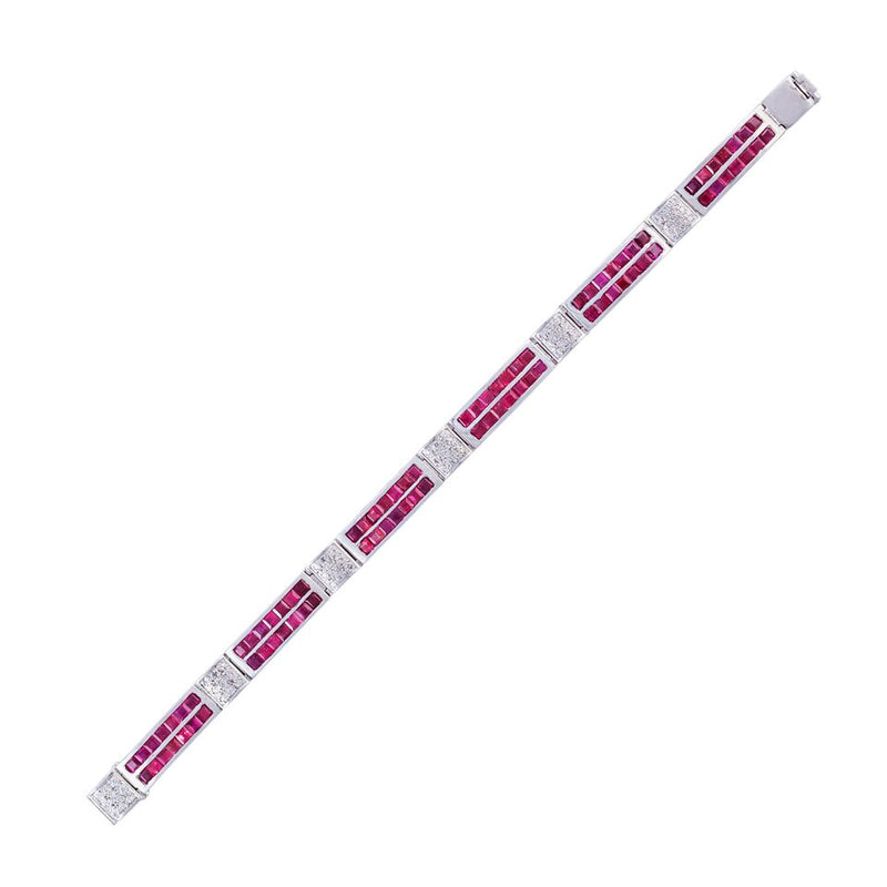 Ruby & Diamond White Gold Bracelet