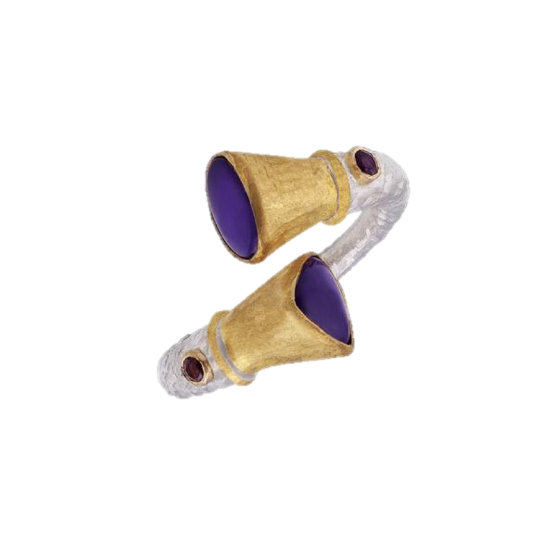 Sugilite Gem Gold & Silver Ring